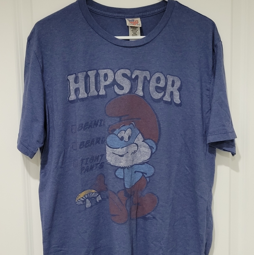 Vintage Hipster Papa Smurf Short Sleeve T Shirt